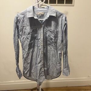 LOFT Women’s Light Blue Stripes Button Down Shirt size XS